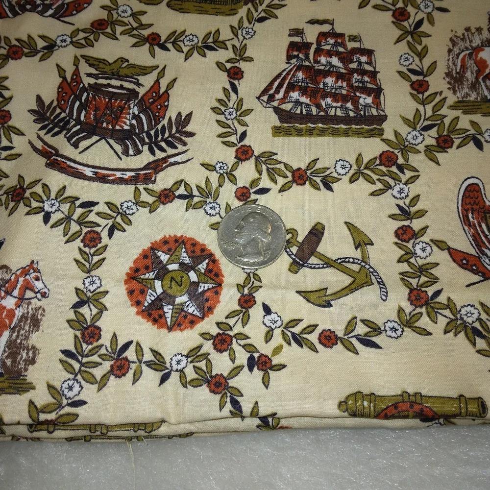FABRIC Charming Vintage Americana Print Fabric, 4 yd x 36 in